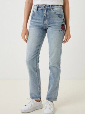 DESIGUAL Light Wash Straight Jeans | Mickey Mouse Denim | Size 40 EU